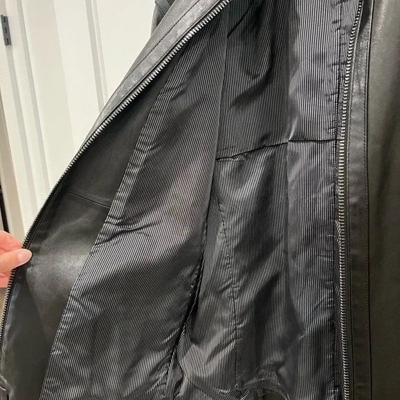 John Varvatos Dark Leather Jacket - Picture 5 of 8